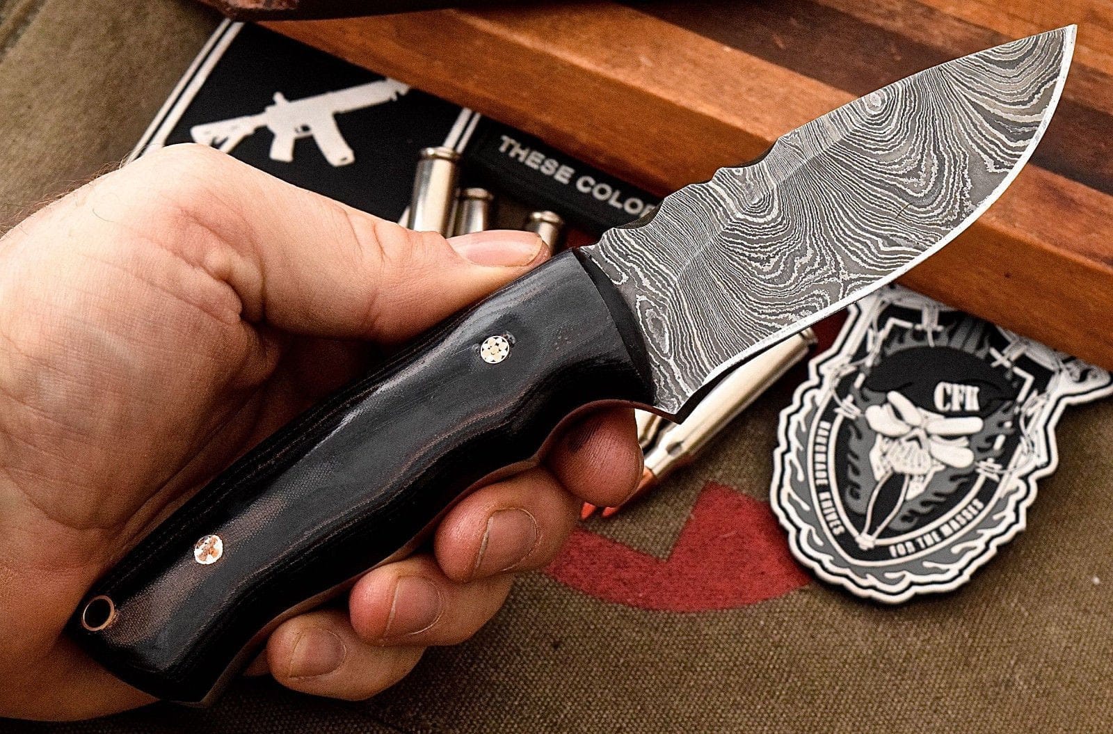KBS Knives Store Skinner Knife Custom Handmade Damascus Steel Skinning/Camping/Hunting Knife