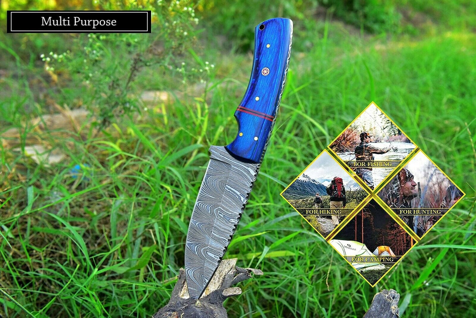 KBS Knives Store Skinner Knife Custom Handmade Damascus Steel Skinning Hunting Knife