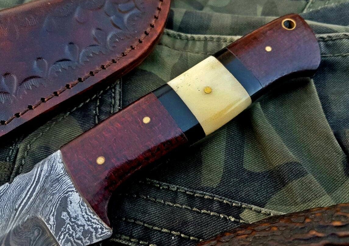 KBS Knives Store Skinner Knife Custom Handmade Damascus Steel Skinning Hunting Knife