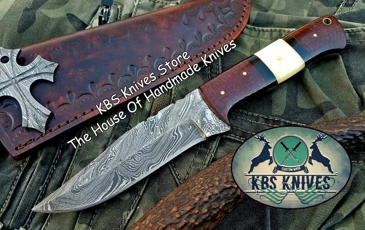 KBS Knives Store Skinner Knife Custom Handmade Damascus Steel Skinning Hunting Knife