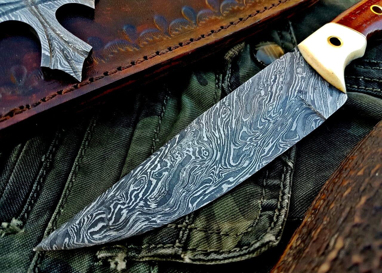 KBS Knives Store Skinner Knife Custom Handmade Damascus Steel Skinning Hunting Knife