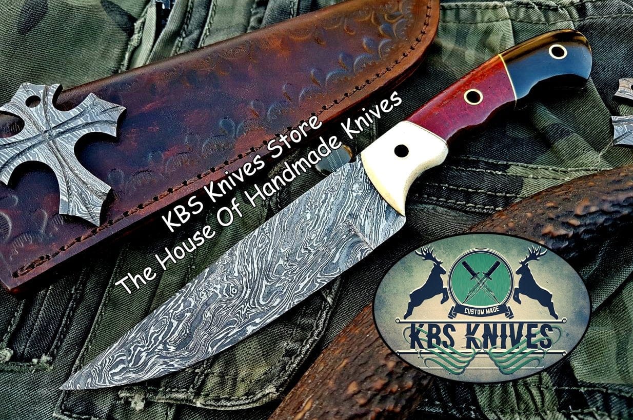 KBS Knives Store Skinner Knife Custom Handmade Damascus Steel Skinning Hunting Knife
