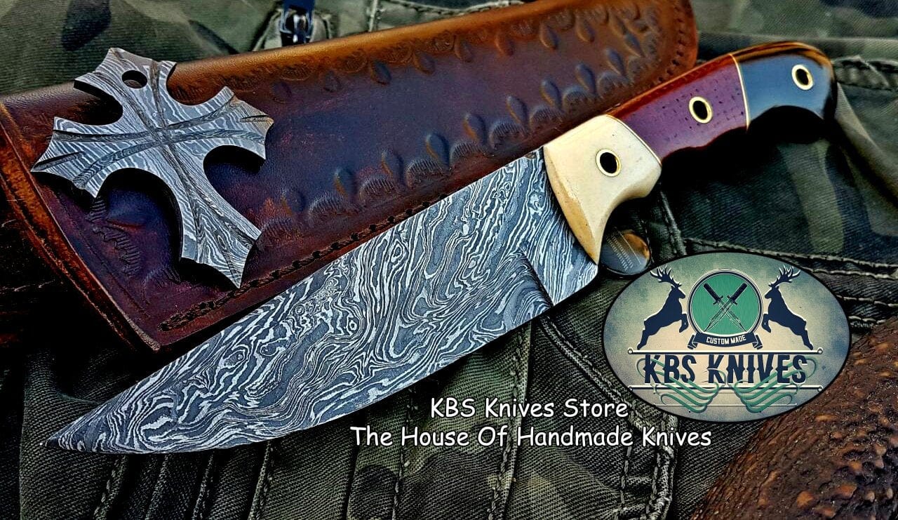 KBS Knives Store Skinner Knife Custom Handmade Damascus Steel Skinning Hunting Knife