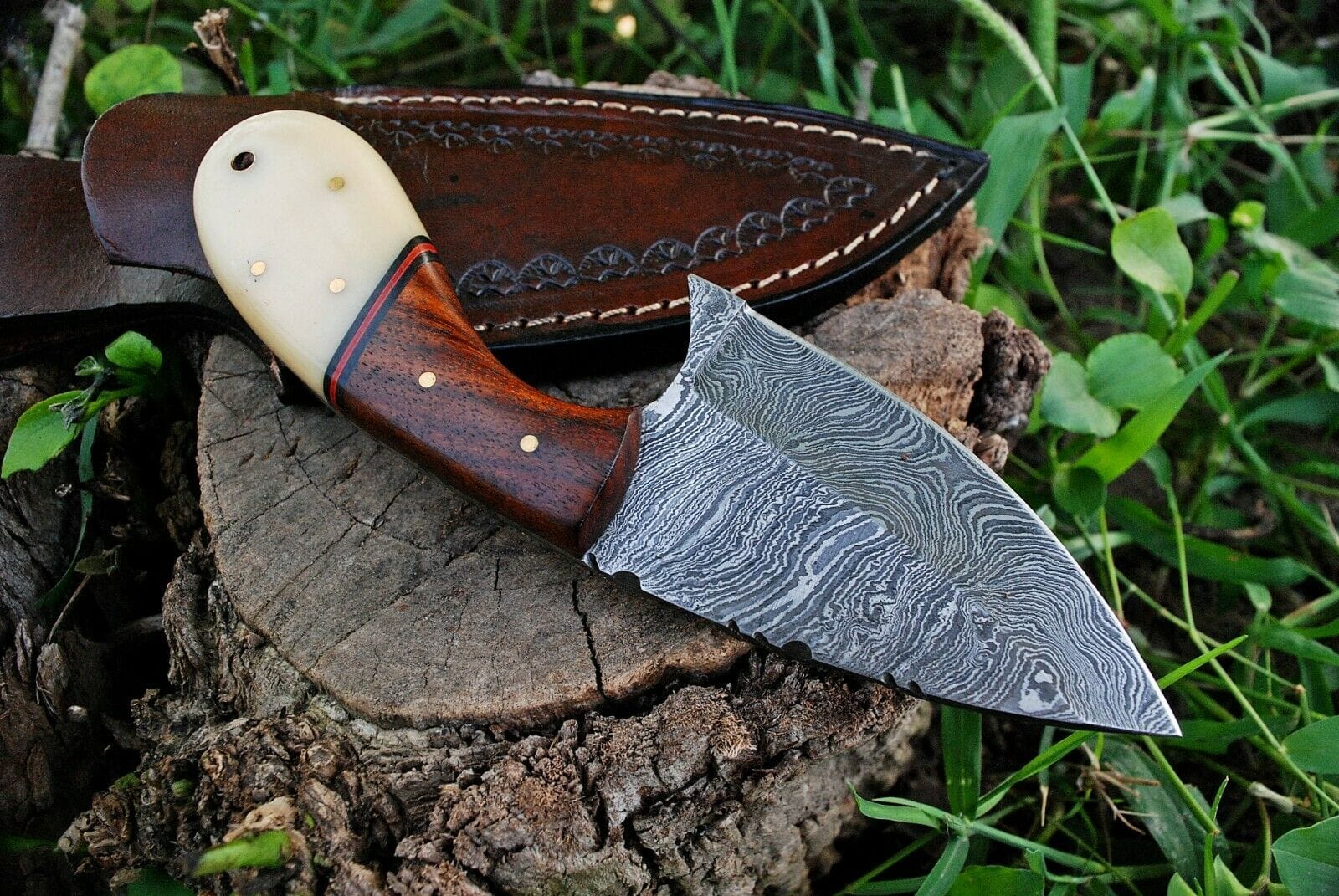 KBS Knives Store Skinner Knife Custom Handmade Damascus Steel Skinning Knife