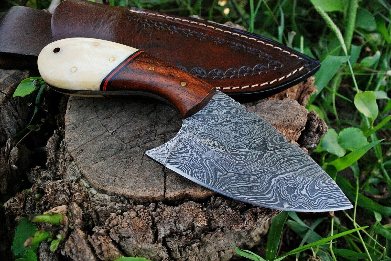 KBS Knives Store Skinner Knife Custom Handmade Damascus Steel Skinning Knife