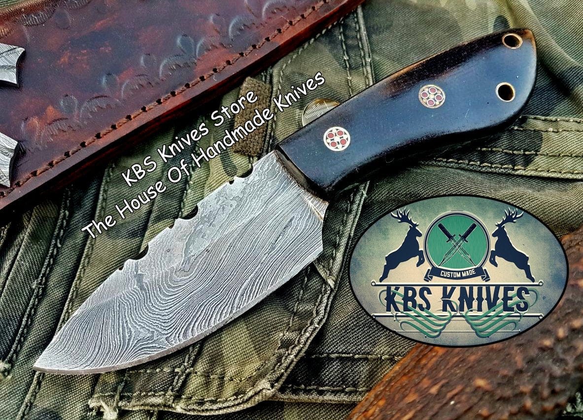 KBS Knives Store Skinner Knife Custom Handmade Damascus Steel Skinning Knife