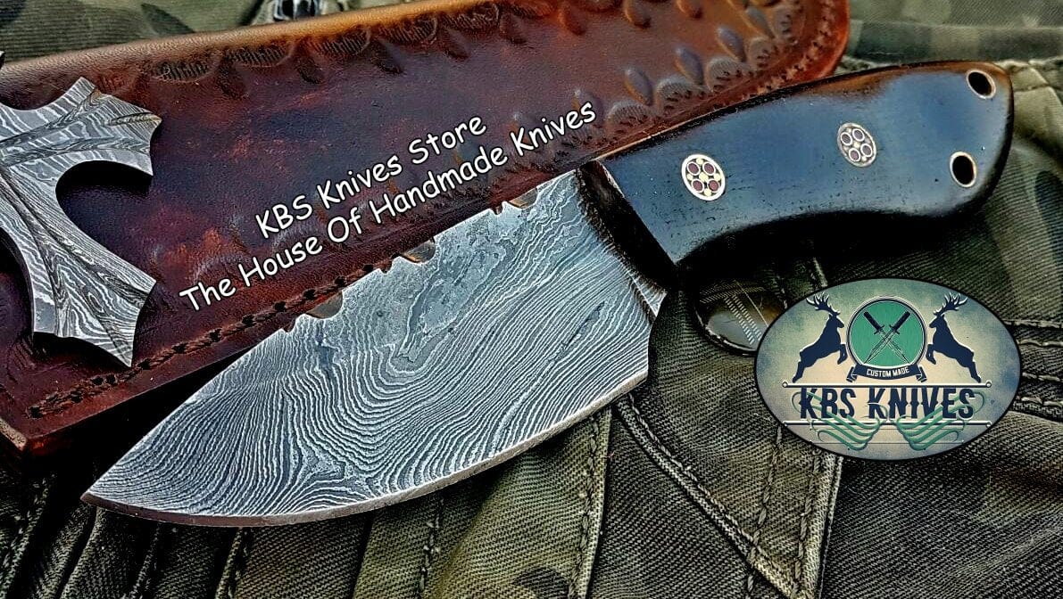 KBS Knives Store Skinner Knife Custom Handmade Damascus Steel Skinning Knife