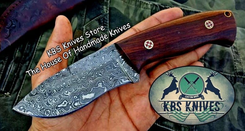 KBS Knives Store Skinner Knife Custom Handmade Damascus Steel Skinning Knife