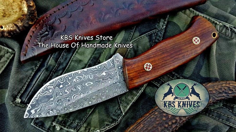 KBS Knives Store Skinner Knife Custom Handmade Damascus Steel Skinning Knife