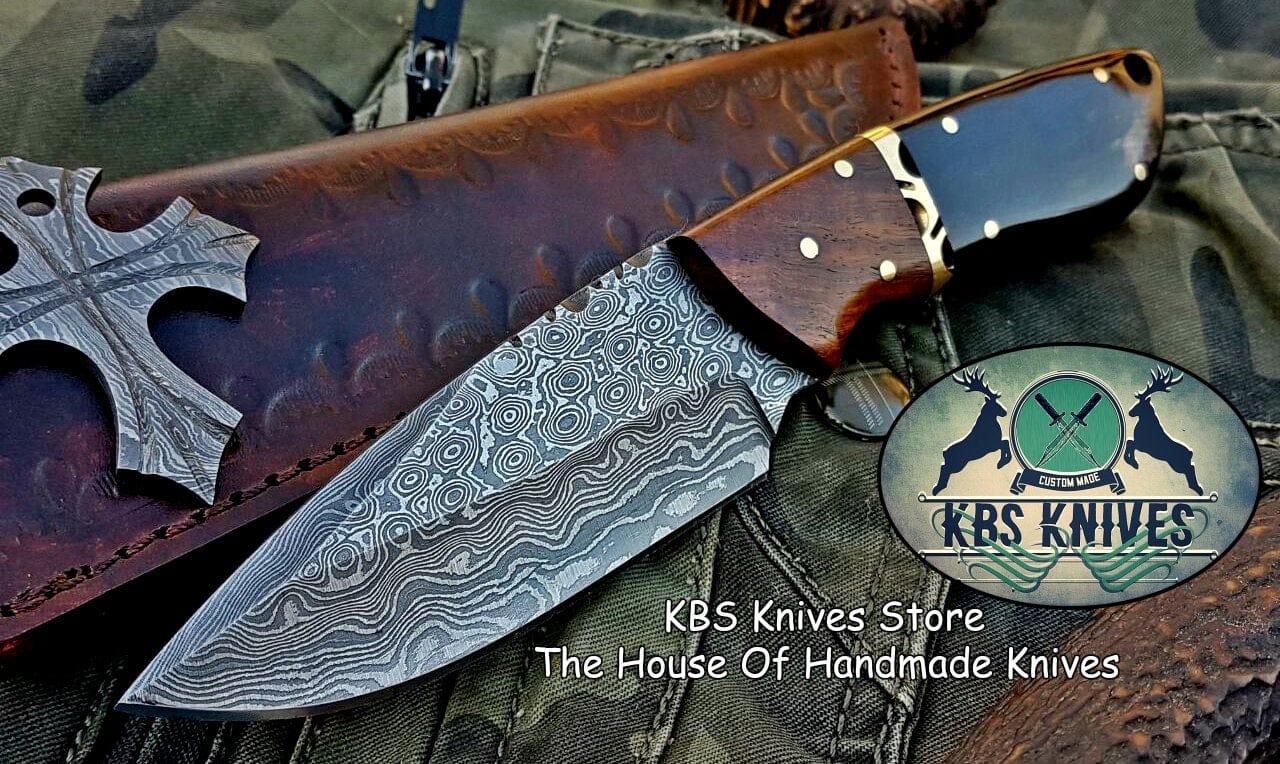 KBS Knives Store Skinner Knife Custom Handmade Damascus Steel Skinning Knife