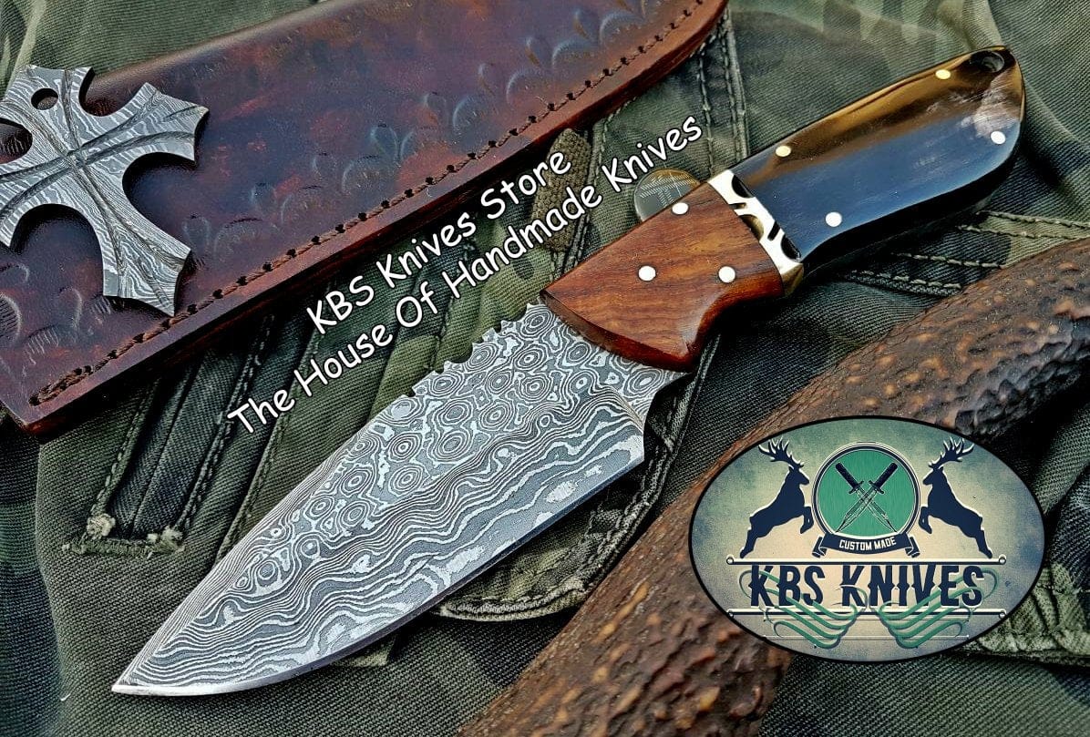 KBS Knives Store Skinner Knife Custom Handmade Damascus Steel Skinning Knife