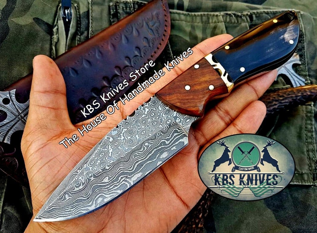 KBS Knives Store Skinner Knife Custom Handmade Damascus Steel Skinning Knife
