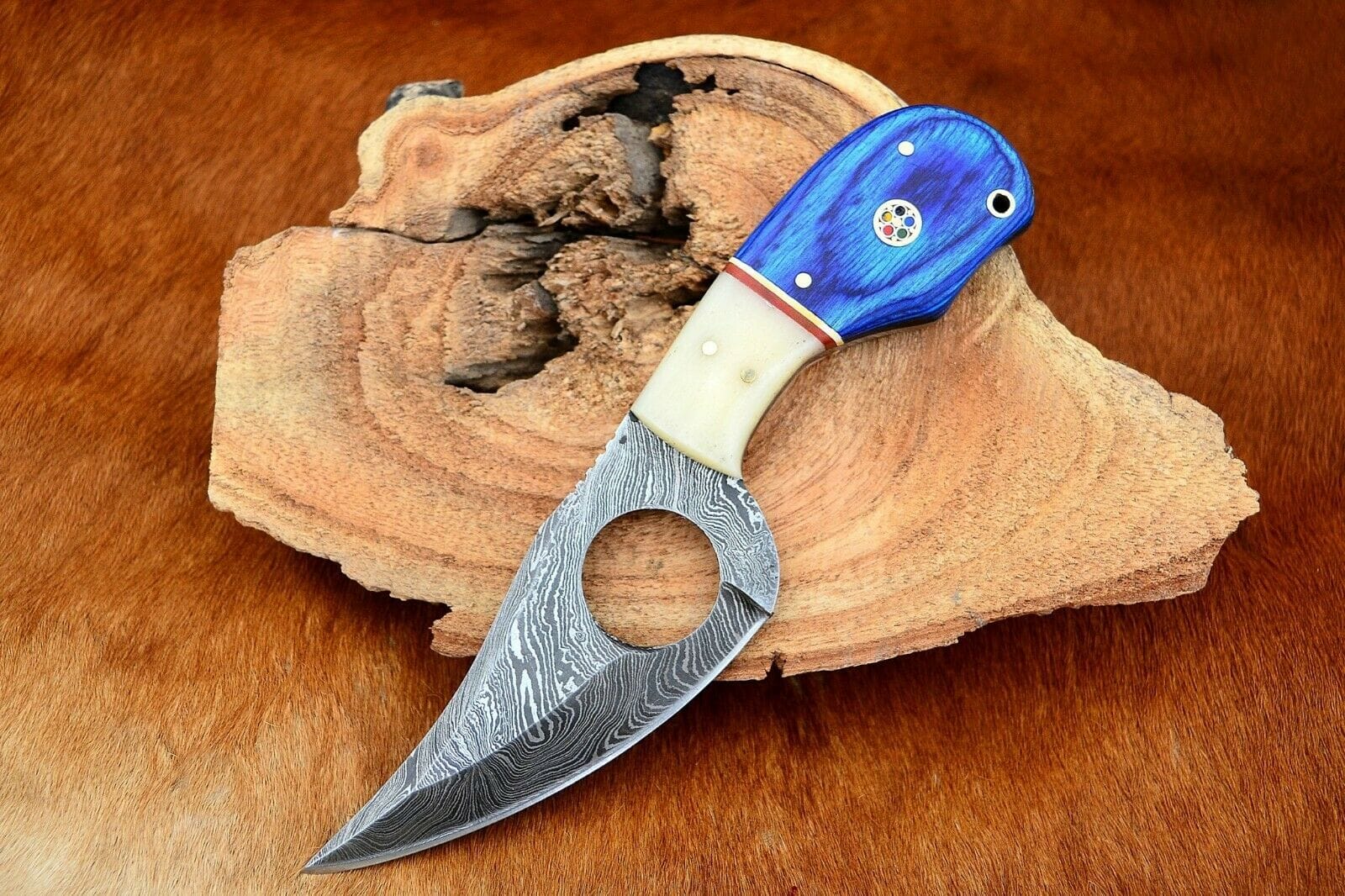 KBS Knives Store Skinner Knife Custom Handmade Fixed Blade Damascus Steel Skinner Knife