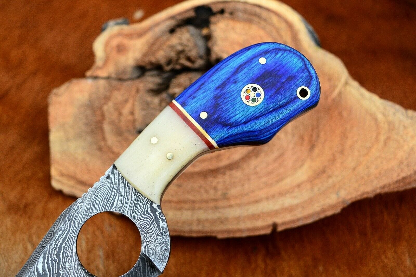 KBS Knives Store Skinner Knife Custom Handmade Fixed Blade Damascus Steel Skinner Knife