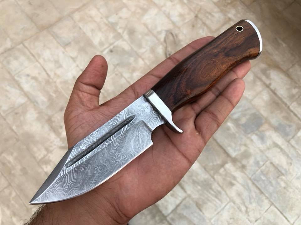 KBS Knives Store Skinner Knife Custom Handmade Twist Damascus Steel Hunting Skinning Knife
