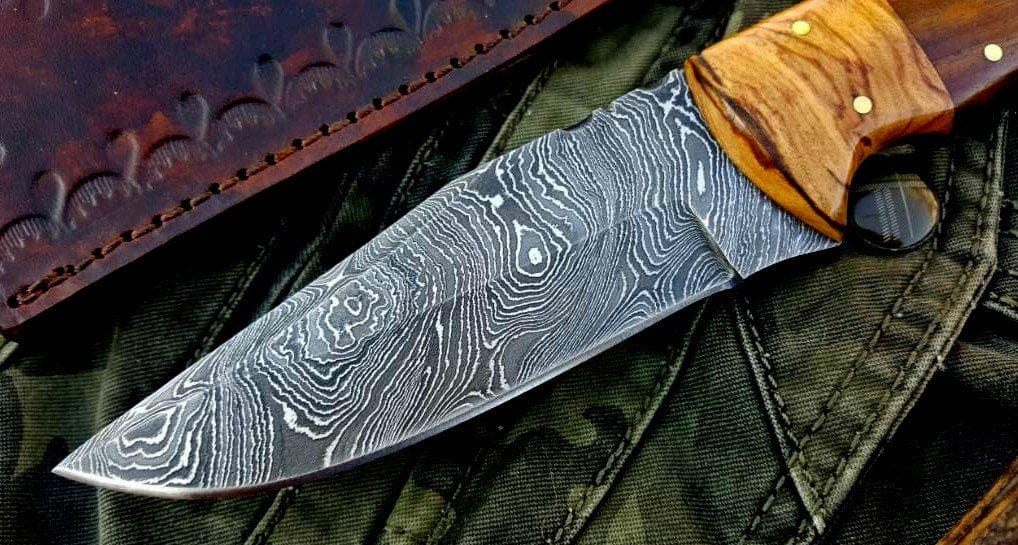 KBS Knives Store Skinner Knife Custom Handmade Twist Damascus Steel Hunting Skinning Knife