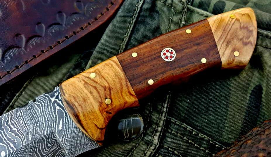 KBS Knives Store Skinner Knife Custom Handmade Twist Damascus Steel Hunting Skinning Knife