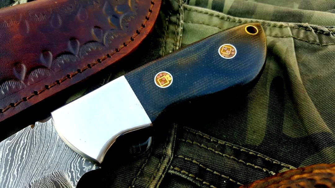 KBS Knives Store Skinner Knife Custom Handmade Twist Damascus Steel Hunting Skinning Knife