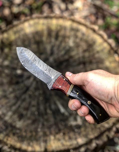 KBS Knives Store Skinner Knife Custom Handmade Twist Damascus Steel Hunting Skinning Knife
