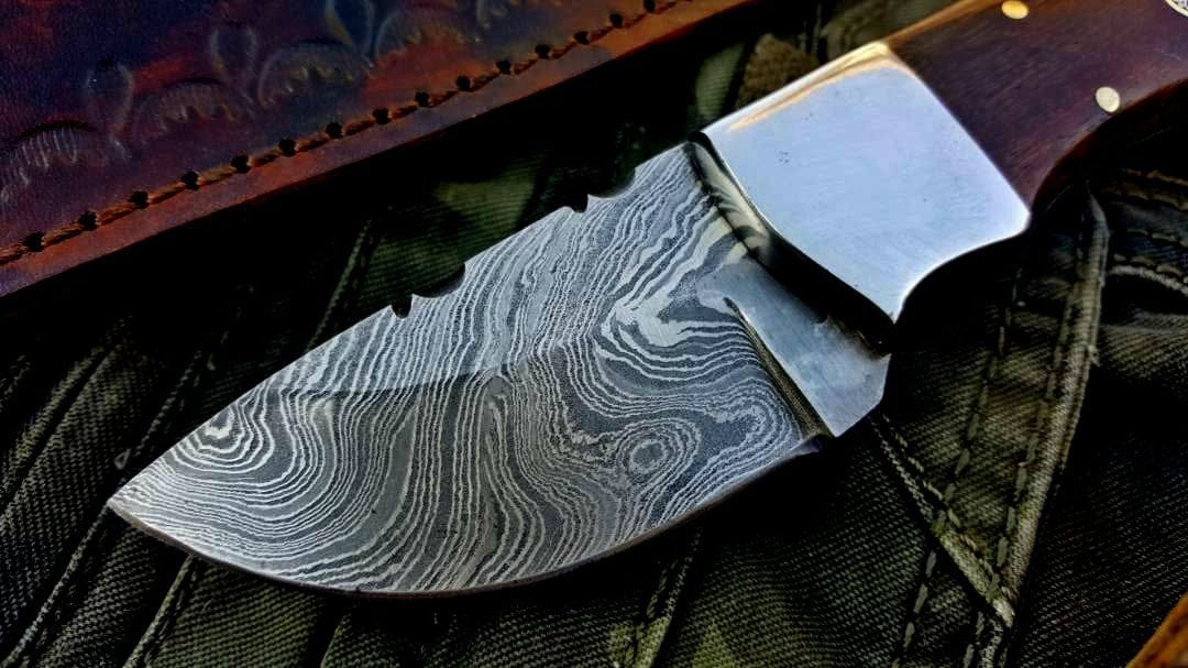 KBS Knives Store Skinner Knife Custom Handmade Twist Damascus Steel Mini Skinner Knife