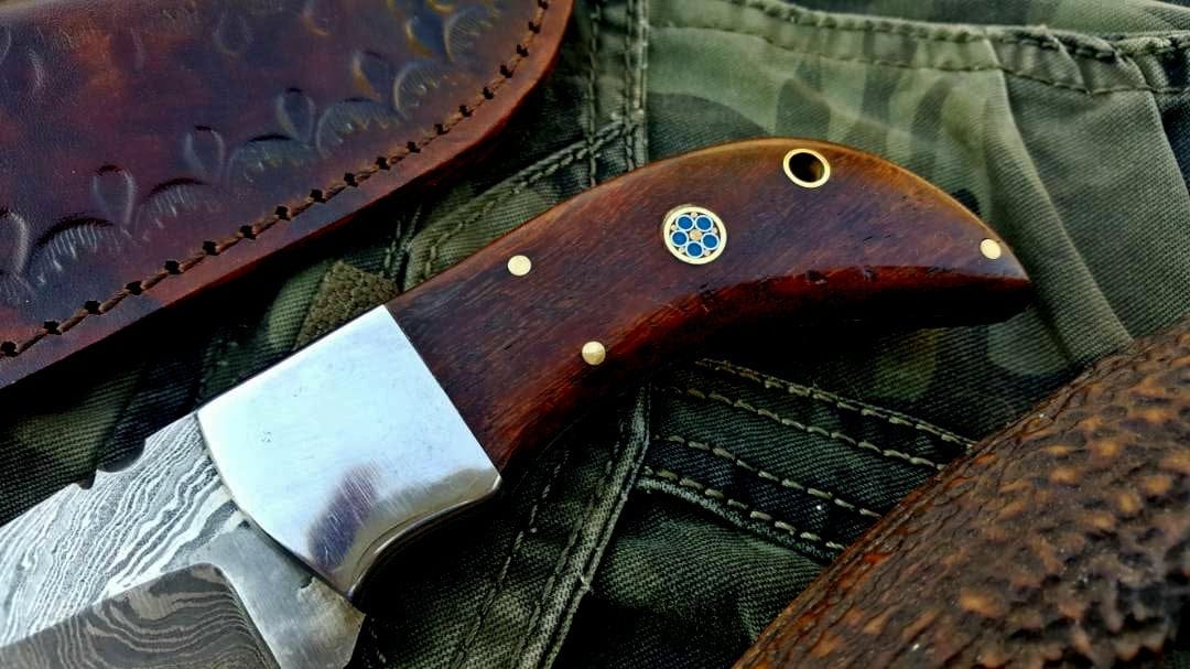 KBS Knives Store Skinner Knife Custom Handmade Twist Damascus Steel Mini Skinner Knife