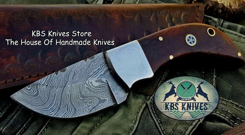 KBS Knives Store Skinner Knife Custom Handmade Twist Damascus Steel Mini Skinner Knife
