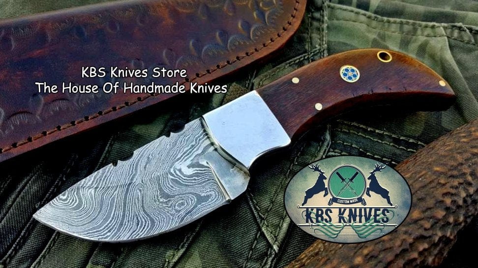 KBS Knives Store Skinner Knife Custom Handmade Twist Damascus Steel Mini Skinner Knife