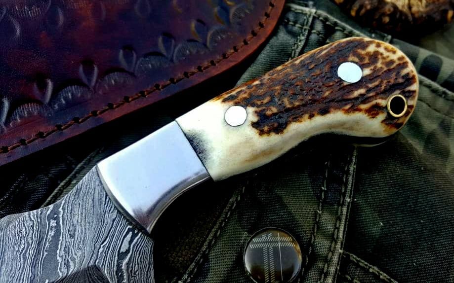 KBS Knives Store Skinner Knife Custom Handmade Twist Damascus Steel Skinner Knife