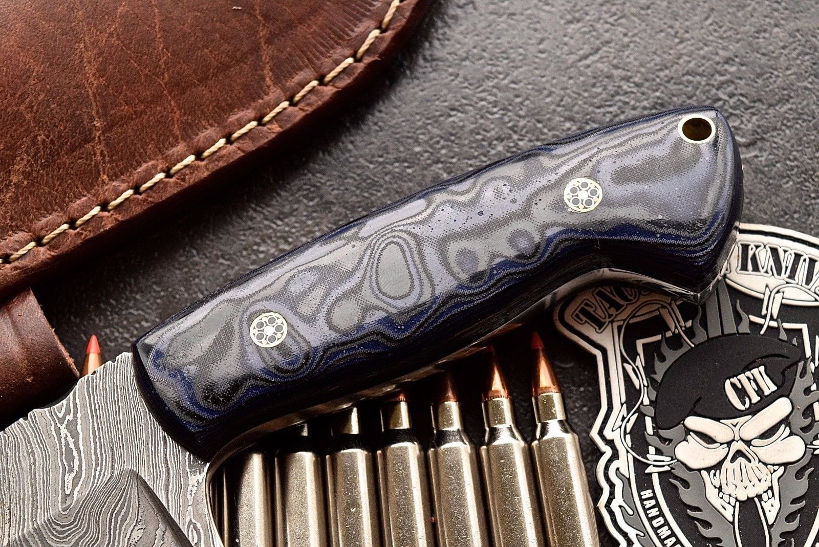 KBS Knives Store Skinner Knife Custom Handmade Twist Damascus WIDE Deer - Elk Hunting Skinner EDC Knife