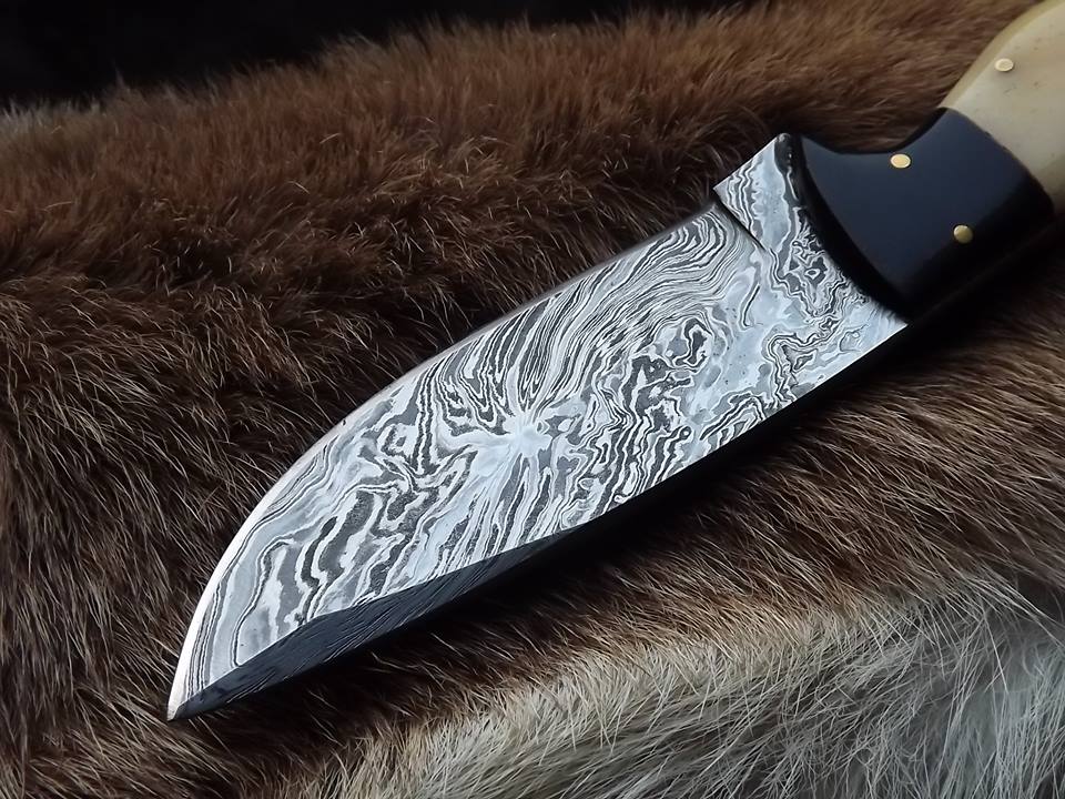 KBS Knives Store Skinner Knife Custom Handmade Twister Damascus Steel Hunting Skinning Knife