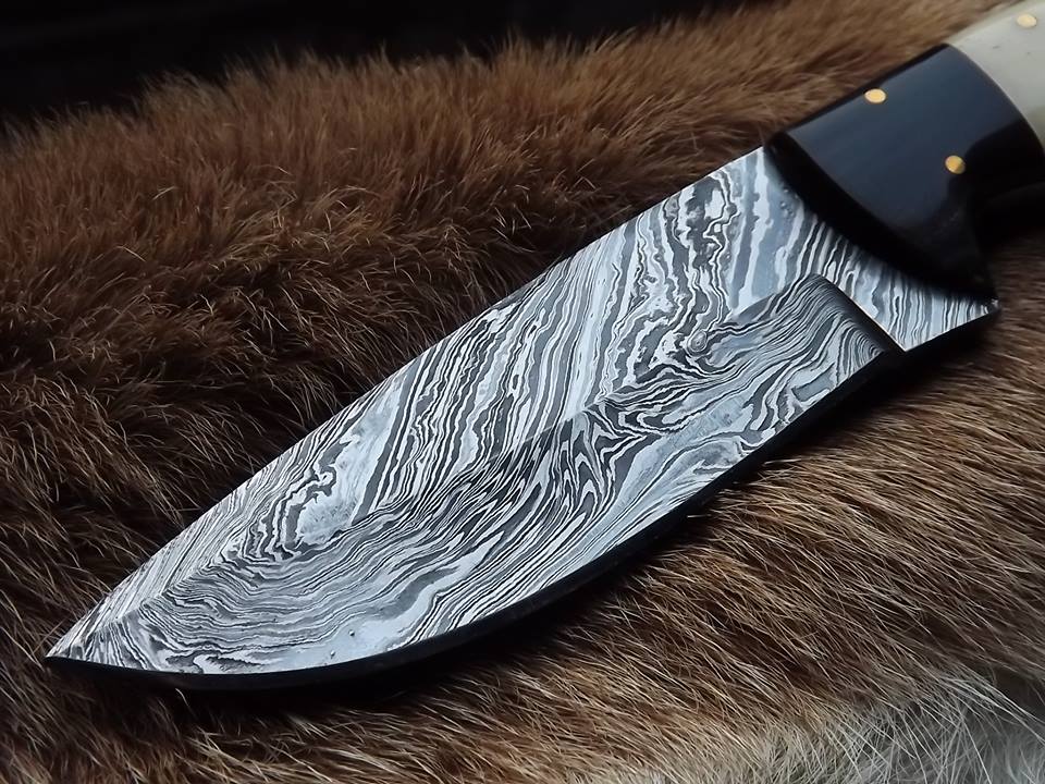 KBS Knives Store Skinner Knife Custom Handmade Twister Damascus Steel Hunting Skinning Knife