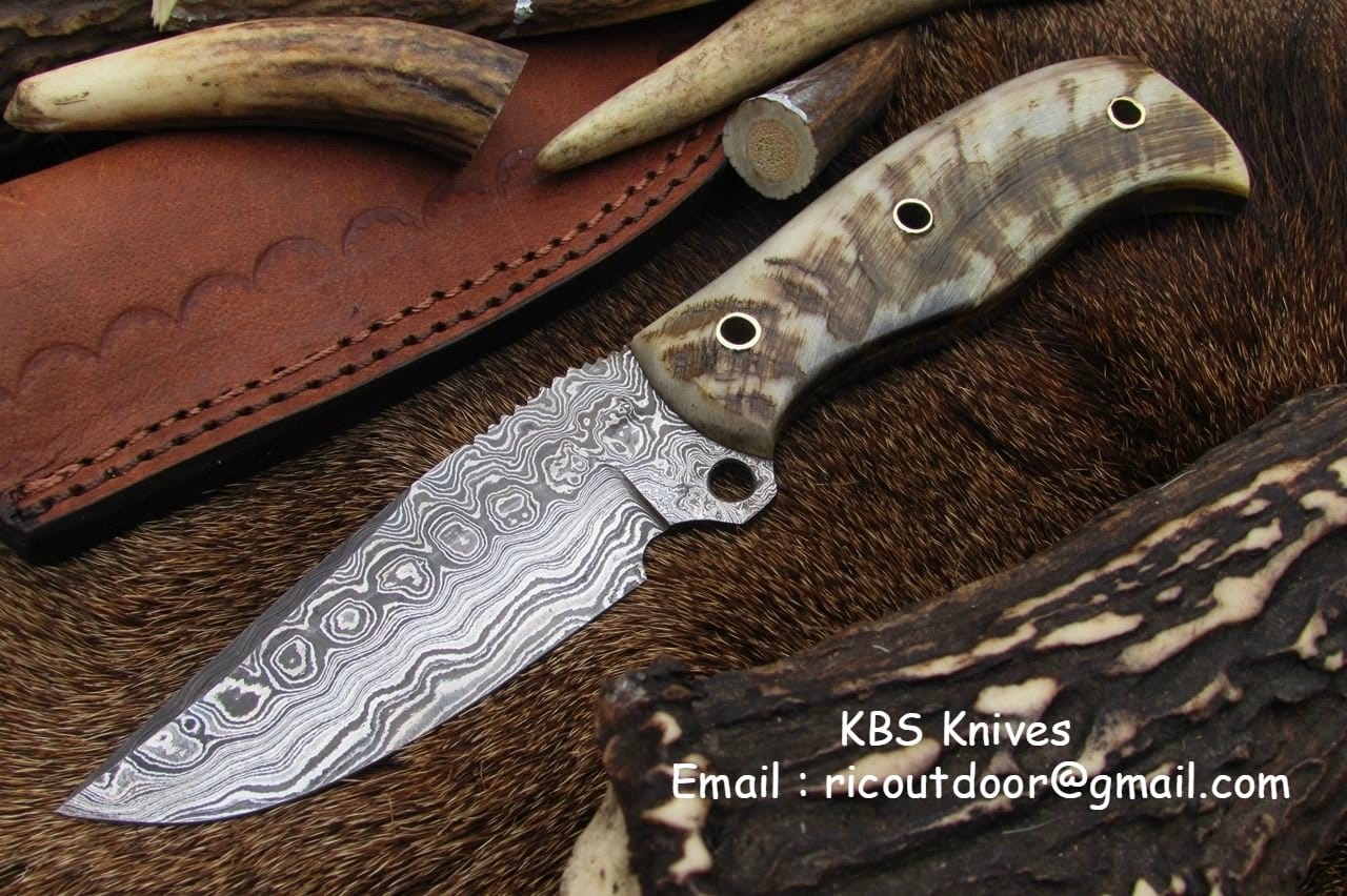 KBS Knives Store Skinner Knife Damascus Hand Made Skinning Knife