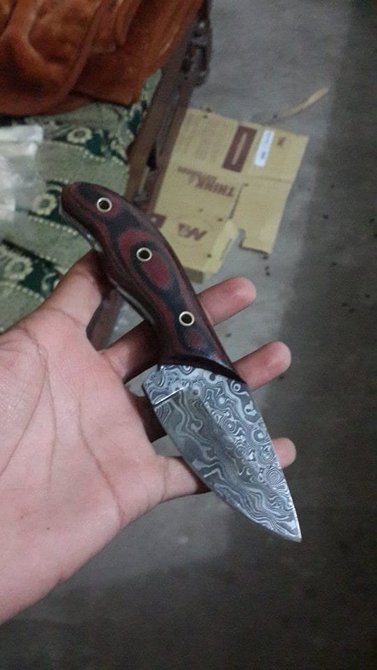 KBS Knives Store Skinner Knife damascus rain drop pattern skinning knife