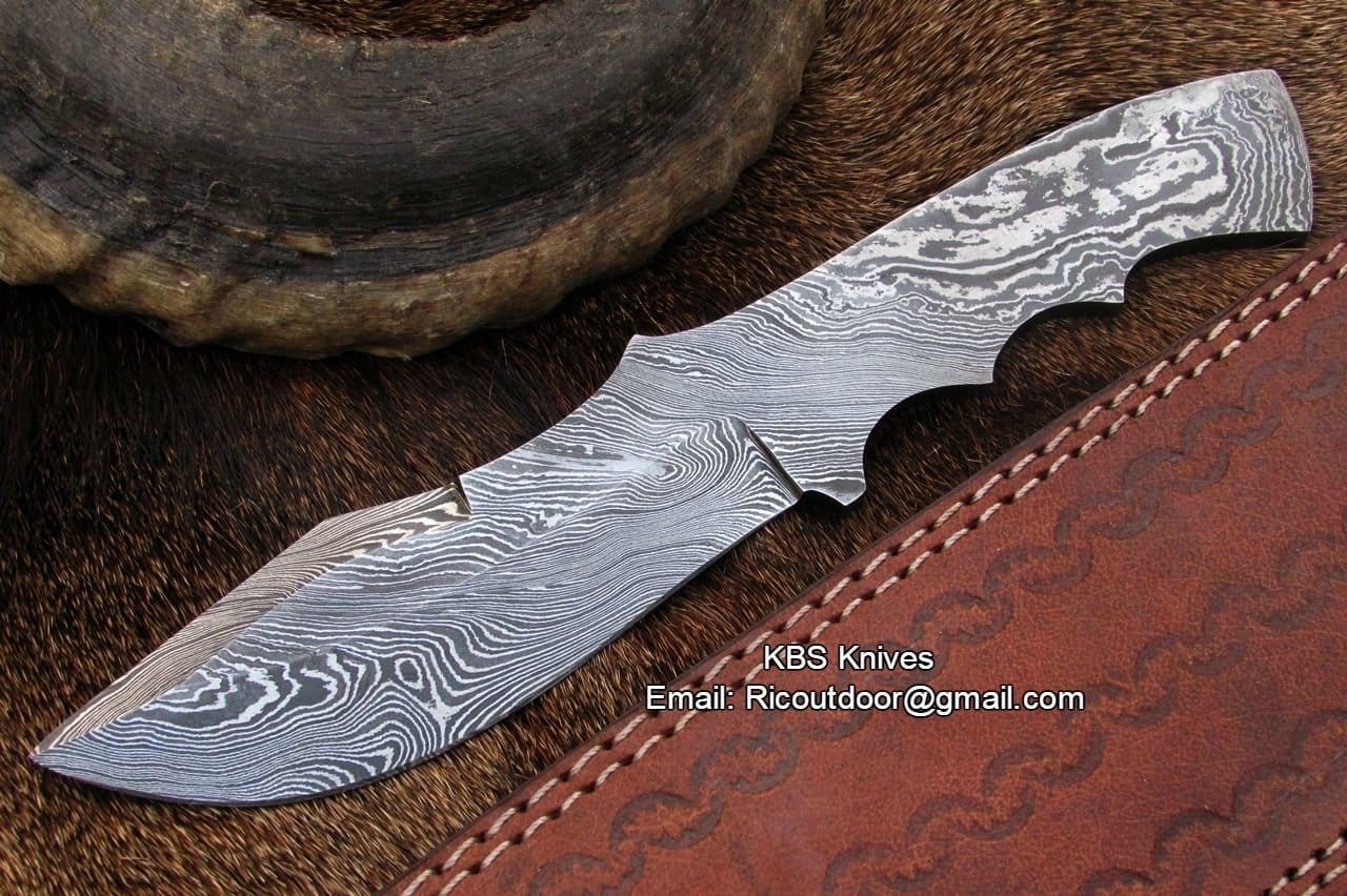 KBS Knives Store Skinner Knife Damascus Skinner Blank Blade Knife
