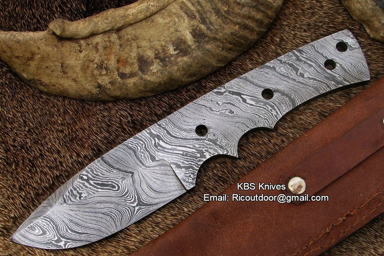 KBS Knives Store Skinner Knife Damascus Skinning Blank Blade