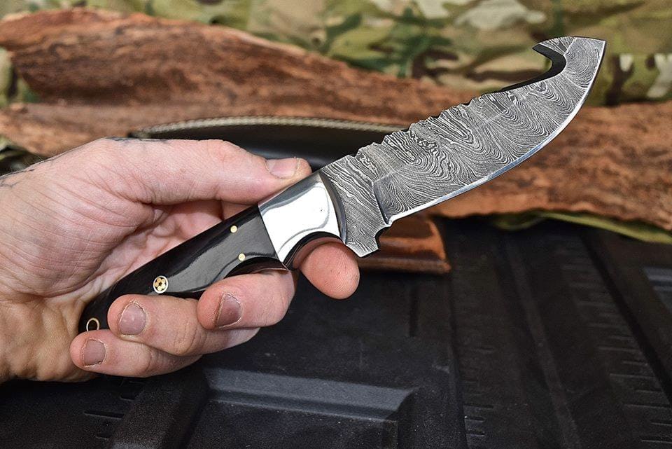KBS Knives Store Skinner Knife Damascus steel gut hook skinner