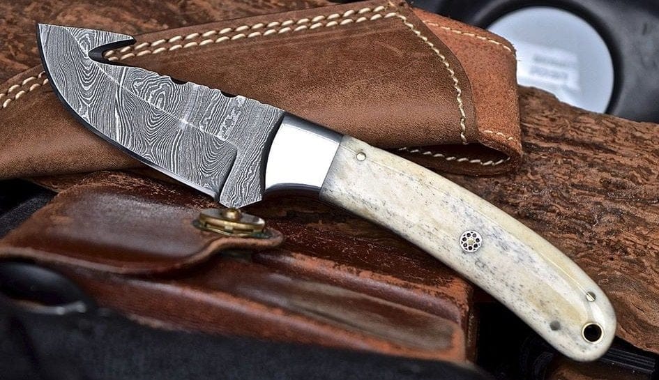 KBS Knives Store Skinner Knife Damascus steel gut hook skinning knife