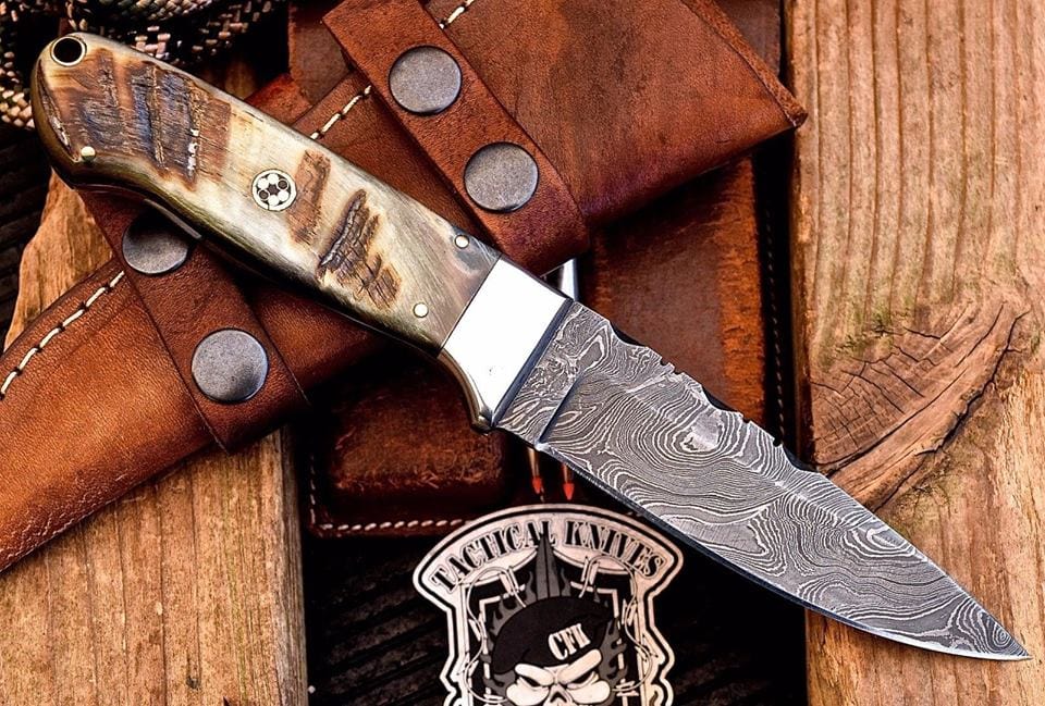 KBS Knives Store Skinner Knife ﻿  Damascus steel handmade skinning knife