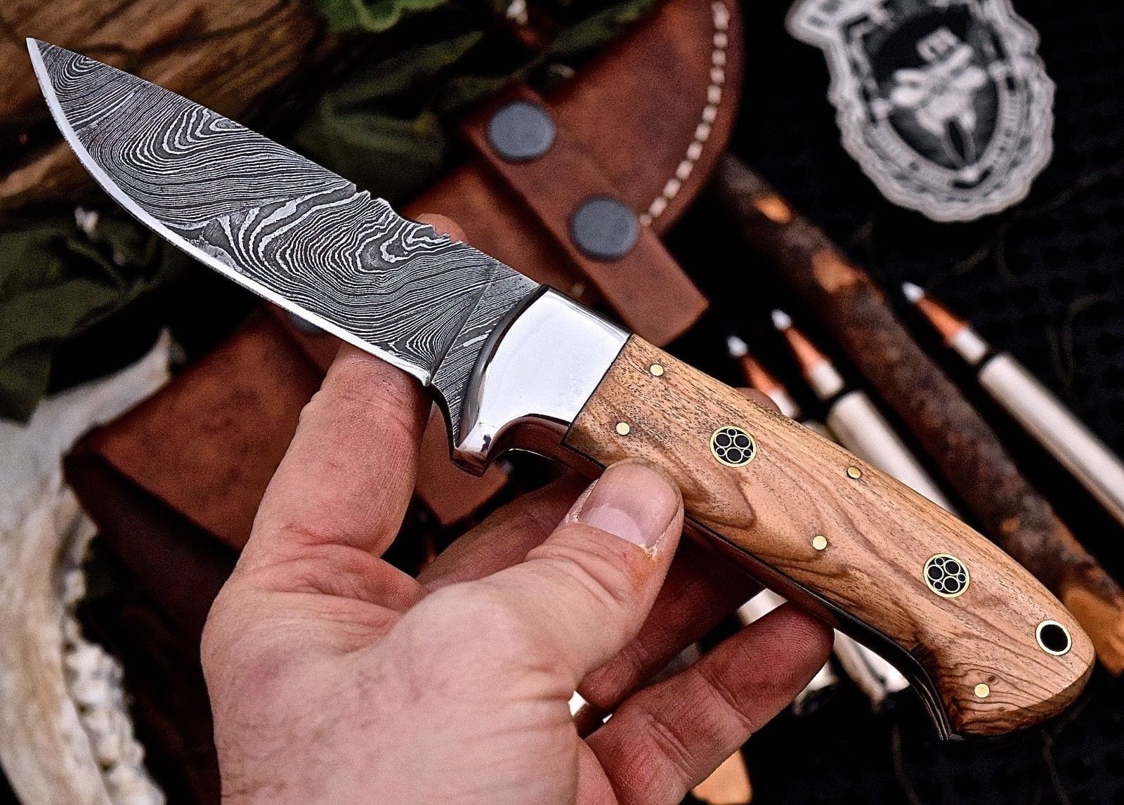 KBS Knives Store Skinner Knife Damascus steel handmade skinning knife