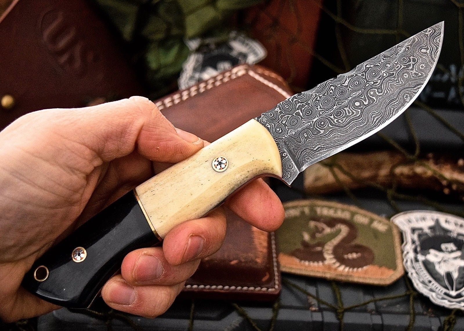 KBS Knives Store Skinner Knife damascus steel handmade skinning knife