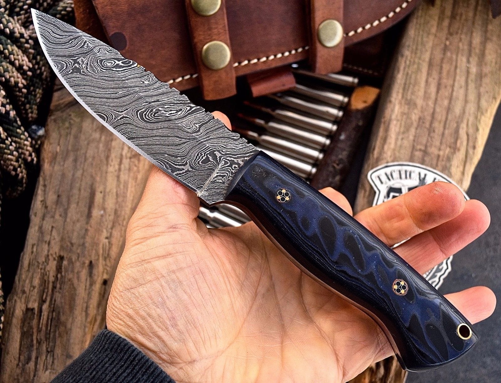 KBS Knives Store Skinner Knife Damascus steel handmade skinning knife