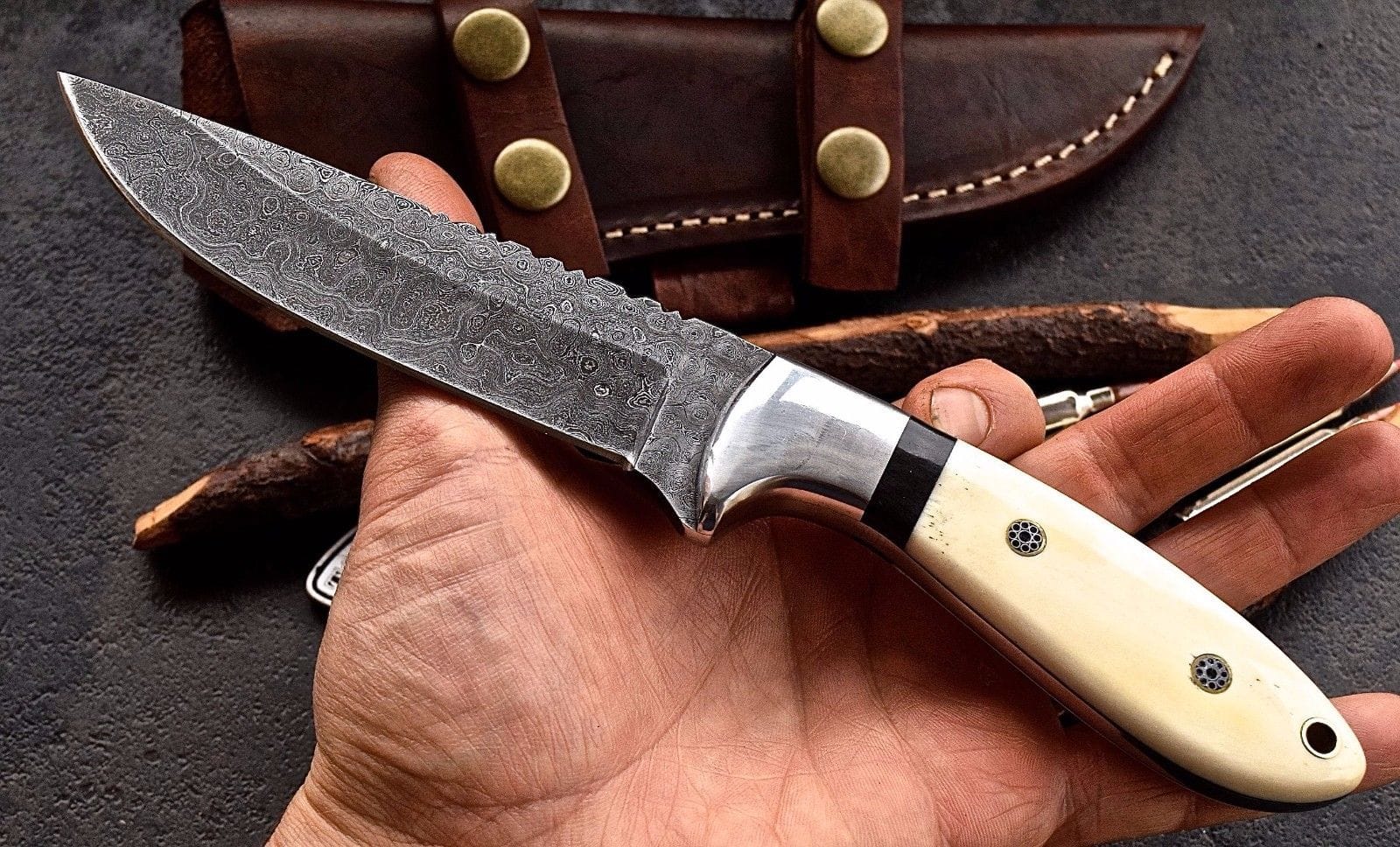 KBS Knives Store Skinner Knife Damascus steel Hunting skinner knife