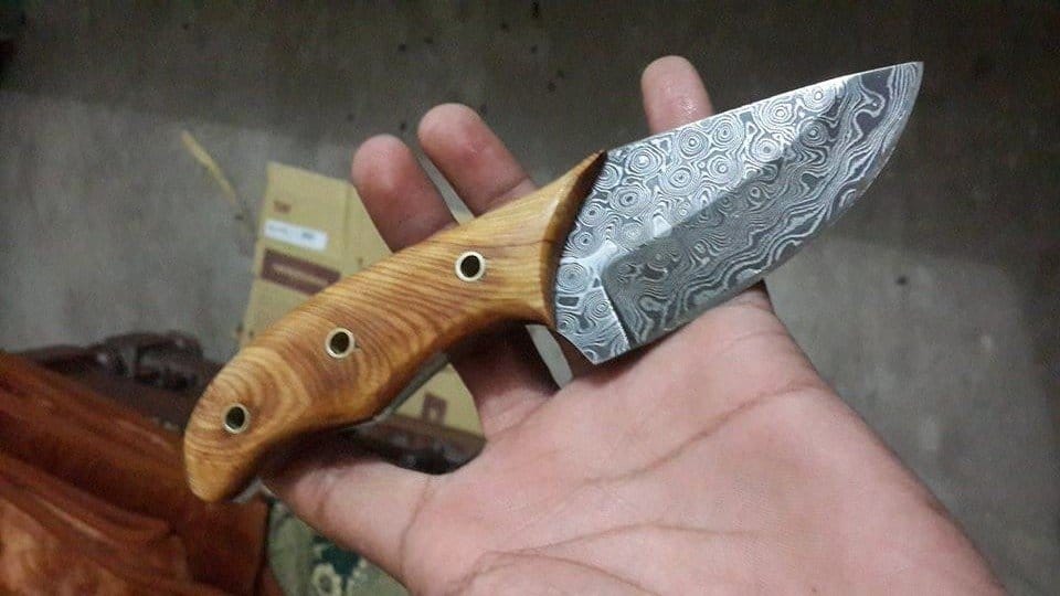 KBS Knives Store Skinner Knife Damascus steel rain drop skinning knife