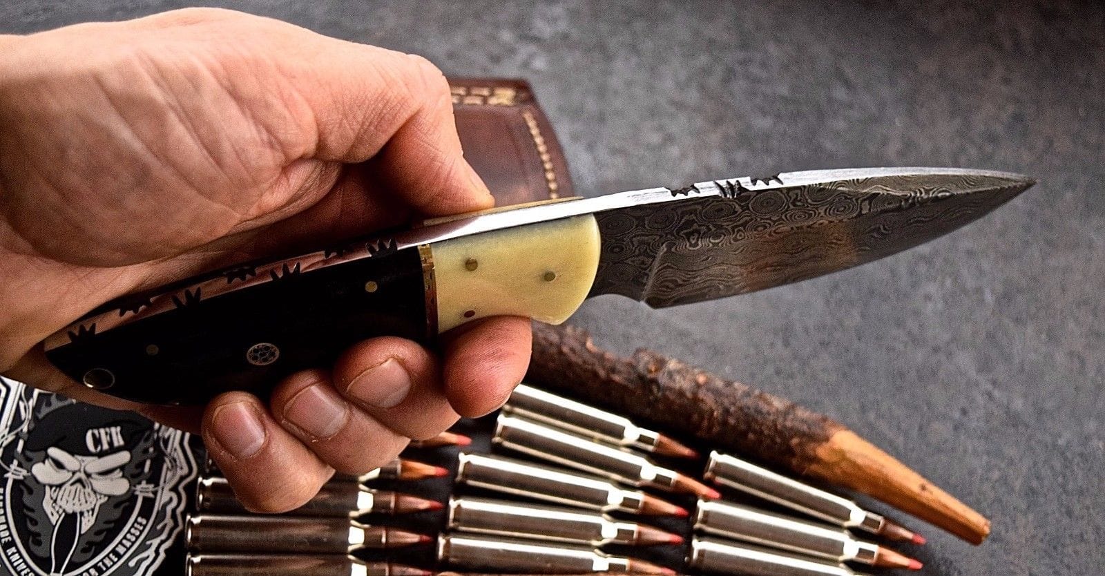 KBS Knives Store Skinner Knife Damascus steel skinning knife