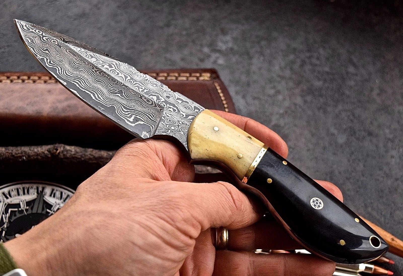 KBS Knives Store Skinner Knife Damascus steel skinning knife
