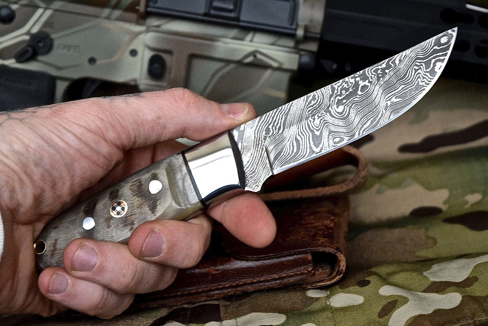 KBS Knives Store Skinner Knife Damascus steel skinning knife