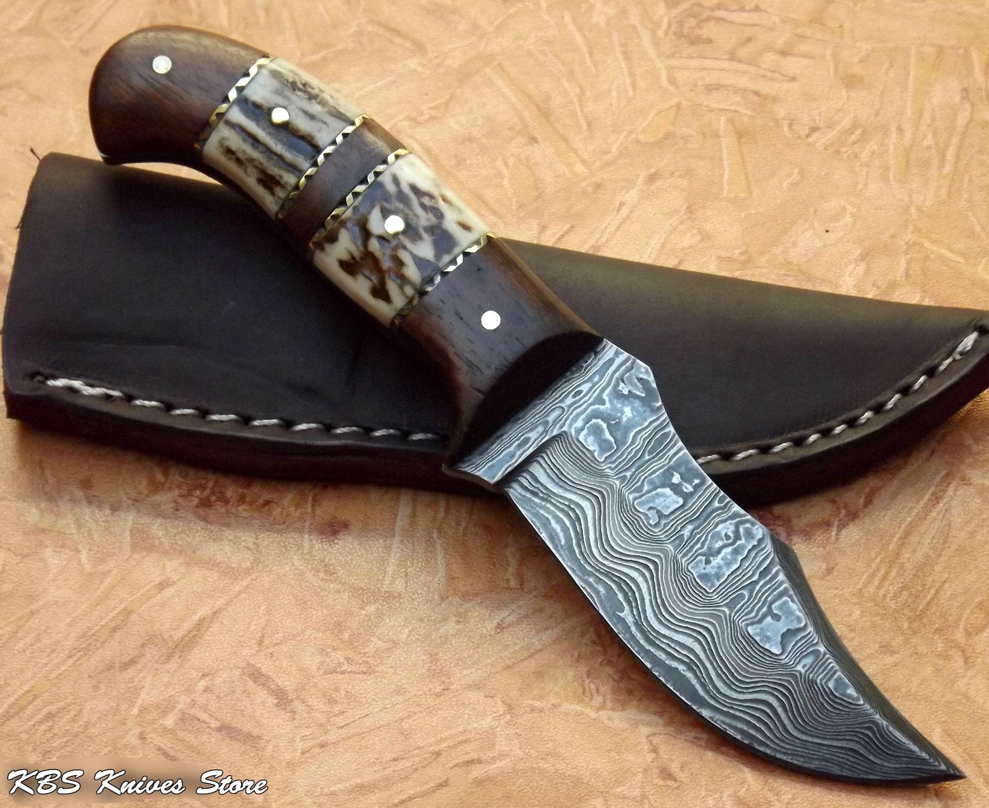 KBS Knives Store Skinner Knife Damascus steel skinning knife
