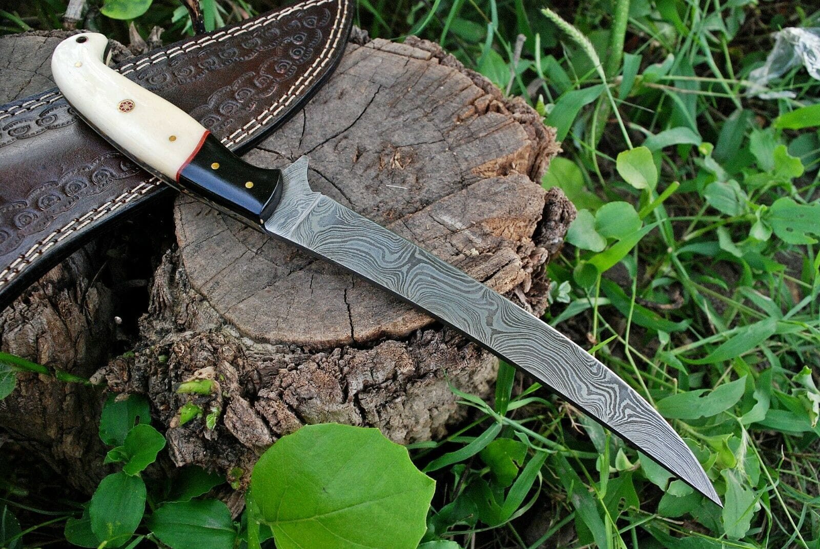 KBS Knives Store Skinner Knife Fish Skinning Knife – 8" Damascus Steel Blade