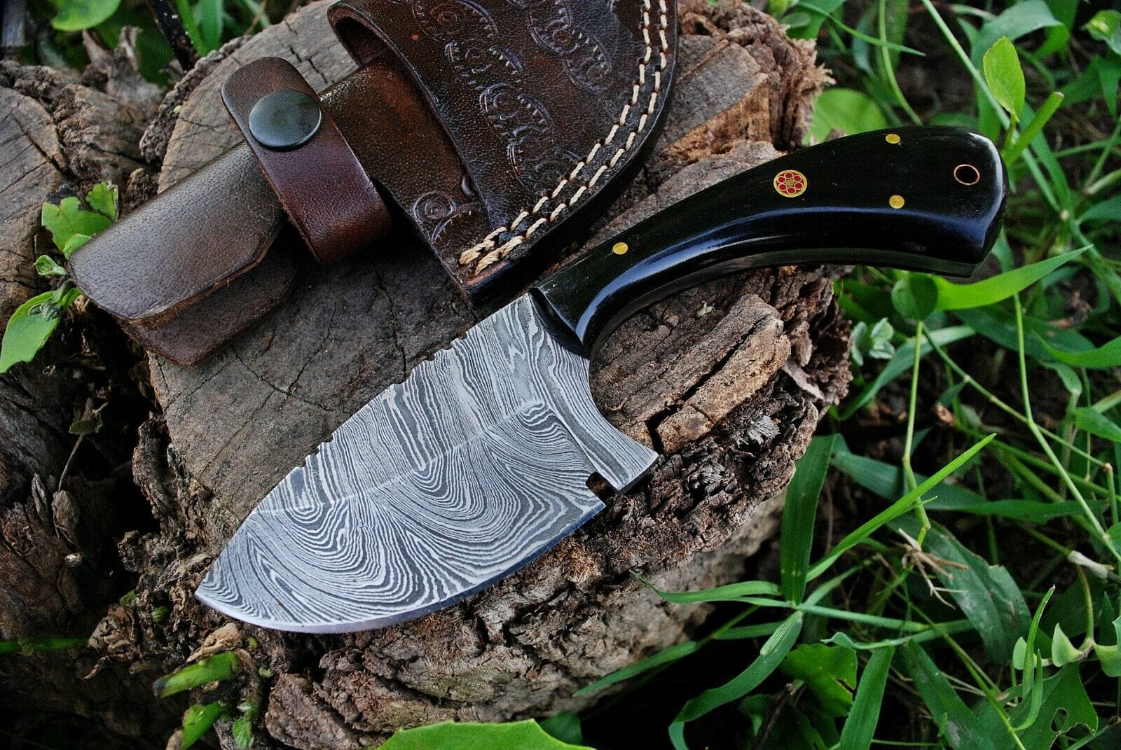 KBS Knives Store Skinner Knife Fixed Blade Custom Handmade Damascus Steel Skinning Knife
