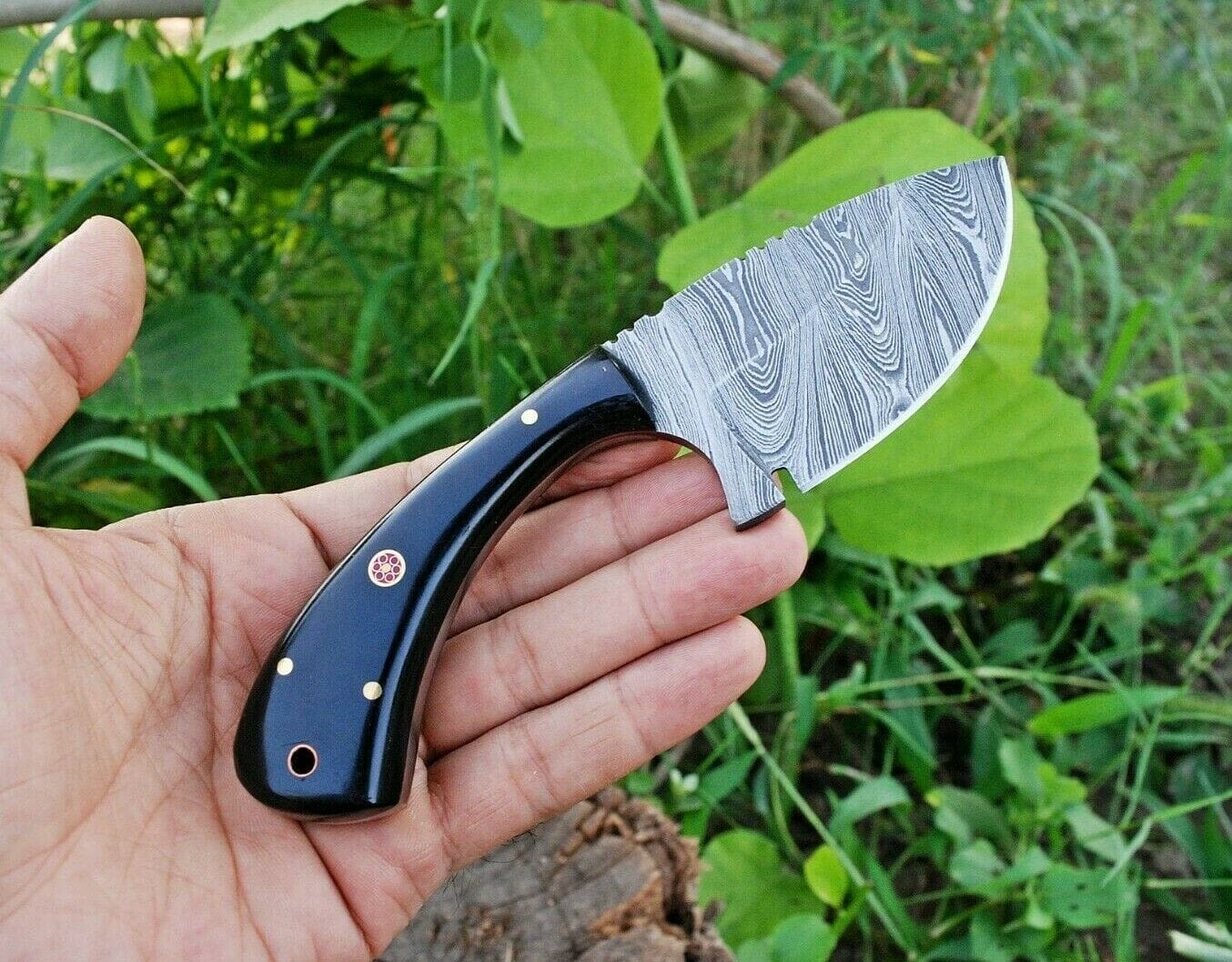 KBS Knives Store Skinner Knife Fixed Blade Custom Handmade Damascus Steel Skinning Knife